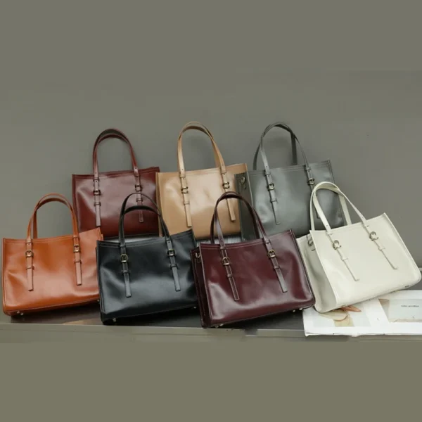 Burminsa Cowhide Genuine Leather Large Tote Bags For Women 2025 Luxury Designer Satchel Shoulder Bags Crossbody Ladies Handbags - Image 5