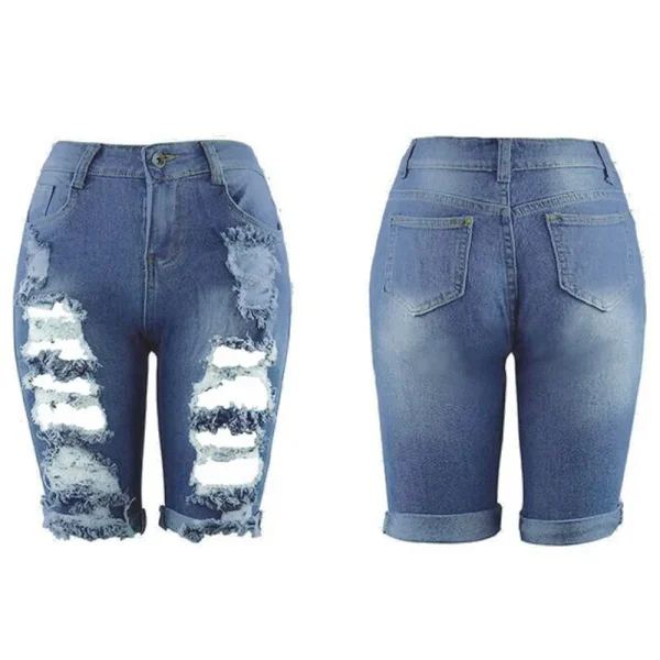 Denim Shorts Women Plus Size Destroyed Hole Leggings Short Pants Denim Shorts Ripped Jeans Jean Shorts For Womens Plus Size - Image 4