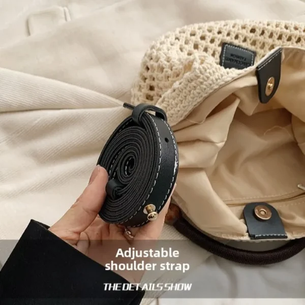 Beach Summer Bag for Women Mesh Woven Shoulder Bag Adjustable Strap Handbag Large Capacity Hobo Bag for Travel Vacation - Image 5