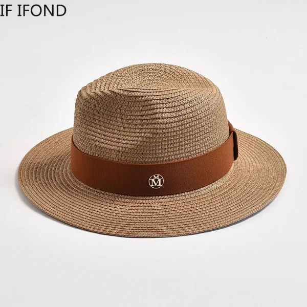 Summer Straw Hats for Women Men Panama Travel Beach Sun Hat Ribbon Decoration Elegant Luxury Jazz Hat - Image 2
