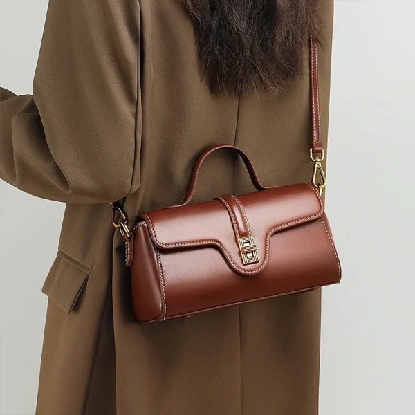 Luxury Designer Women's Shoulder Bag Vintage Genuine Leather Women Handbags England Style Crossbody Bag Rectangular Bags - Image 2