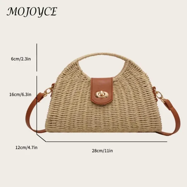 Women Crossbody Bags Handmade Summer Woven Shell Hand-Woven Bag Fashion Holiday Casual Simple Elegant Lady Beach Purse - Image 6