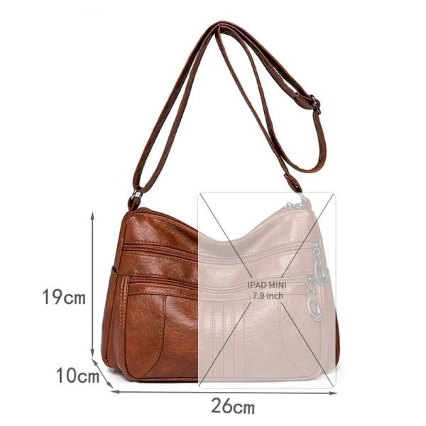 Vintage Leather Woman Bags Luxury Ladies Shoulder Crossbody Bag Female Small Designer Bag Multi-Pocket Messenger Handbags Purses - Image 2