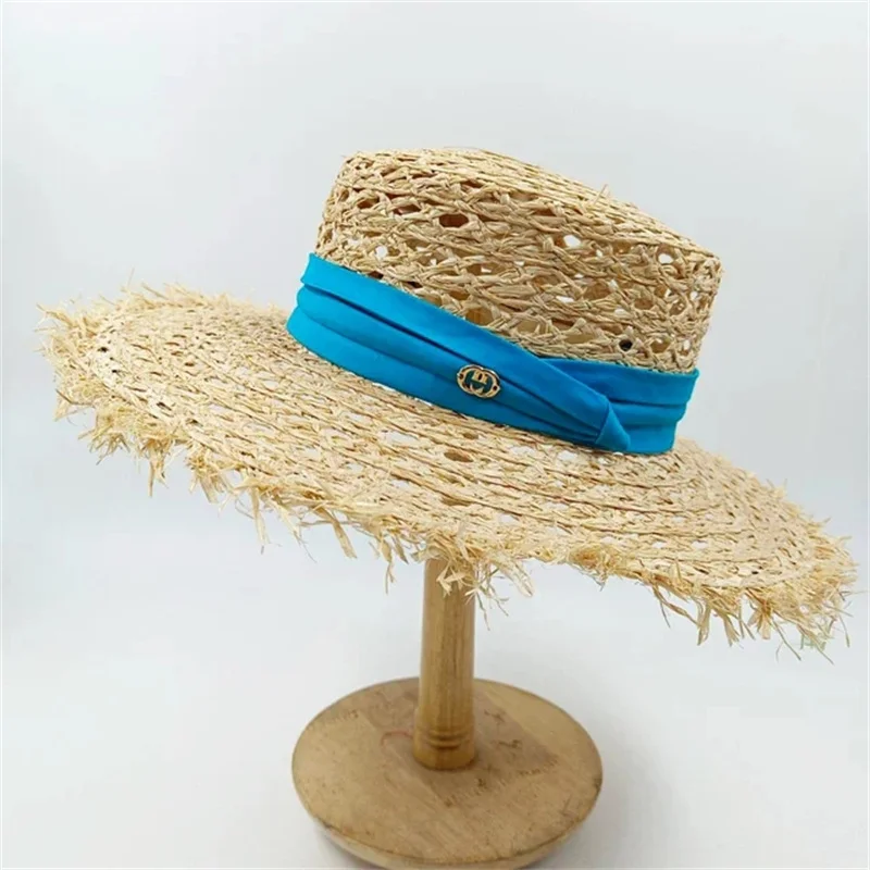 Summer Straw Hat 2025 New Flat Top French Straw Hat Elegant Women's Outdoor Vacation Sun Hat Summer Hat 모자 gorras beach - Image 6