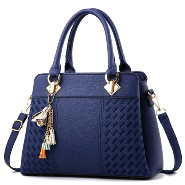 Fashion Black Lady Simple Hand Bags Women Handbags Tassel PU Leather Totes Bag Top-Handle Embroidery Crossbody Bag Shoulder Bag - Image 3