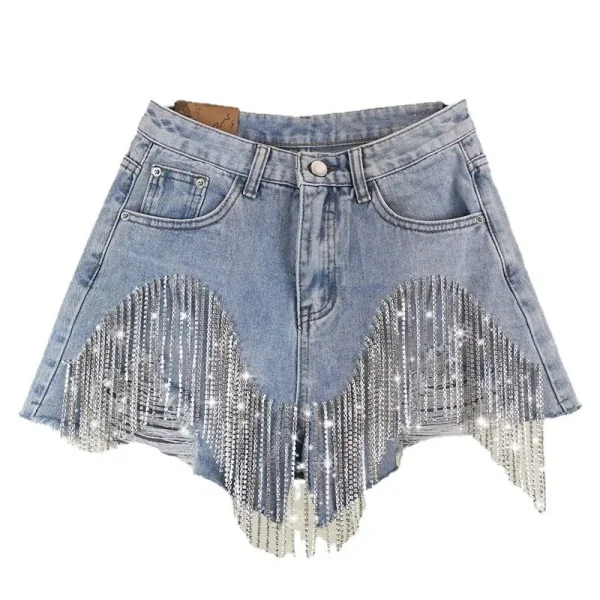 New Summer Fashion Women's Shorts Ripped Tassel Chain Sexy Denim Shorts ModaWomen Short Femme Short Jeans Woman - Image 4