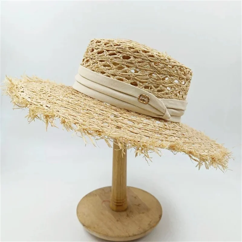 Summer Straw Hat 2025 New Flat Top French Straw Hat Elegant Women's Outdoor Vacation Sun Hat Summer Hat 모자 gorras beach - Image 5