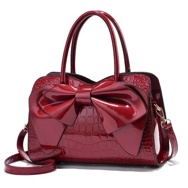 Fashion Bright Face Handbag Shopping Bags Women's Bow Shoulder Crossbody Bag Large Capacity Casual Tote Handbag Boston Bag
