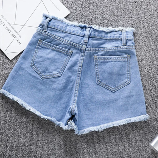 2025 Summer Woman High Haist Jeans Shorts Fashion Rough-edges Denim Short Pants Schoolgirl Casual Pants Blue Black White Jeans - Image 5