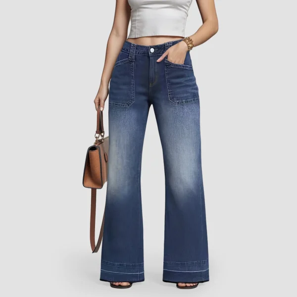 Vintage Flare Jeans Womens' Loose-Fit Denim Pants Lightweight Bell Bottom Jeans Retro Ladies' Denim Trousers Pockets Ropa Mujer