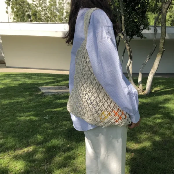 New Arrival Hollow Out Shoulder Bags For Women Large Capacity Straw Handbag Totes Vintage Travel Beach Bag Shopping Pack - Image 5