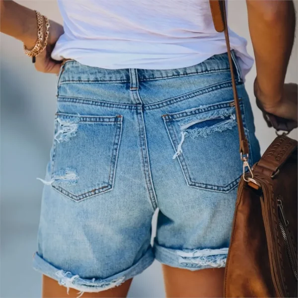 Chic Broken Holes Short Jeans Fashion Women Denim Shorts Summer New Streetwear Female Three Quarter Pants Straight Breechcloth - Image 4