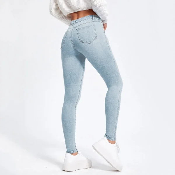 Womens Classic Jeans Leggings Casual Slim High Waist Blue Denim Pencil Pants Trousers Short Jean Pants For Women Summer Spring - Image 2