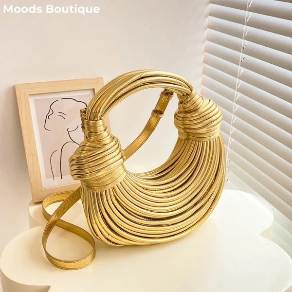 MOODS Luxury Evening Purses For Women Golden Noodle Knot Design Dinner Party Clutch Bag 2025 Luxury Designer Purses And Handbags