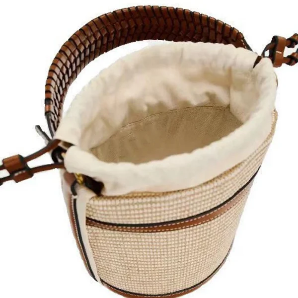 Fashion Straw Bucket Bag Weave Women Handbags Designer Panelled Shoulder Crossbody Bags Casual Summer Beach Small Tote Purses - Image 5