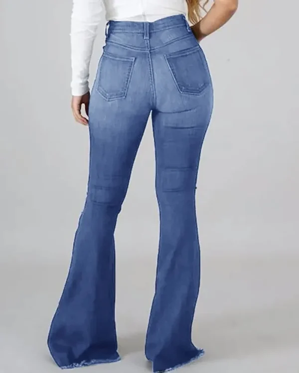 2025 Spring New High Waist Ripped Flared Jeans For Women Fashion Stretch Slim Denim Pants Casual Female Clothing S-3XL Drop Ship - Image 5