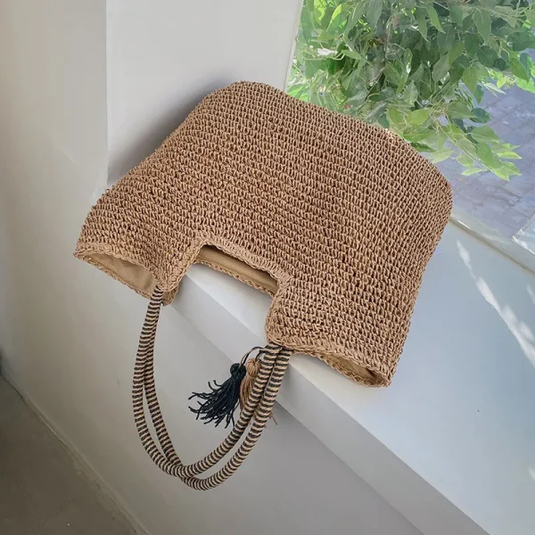 Fashion Straw Weave Tassel Women Shoulder Bags New Female Handbags Large Capacity Summer Beach Straw Bags Casual Tote Purses - Image 5