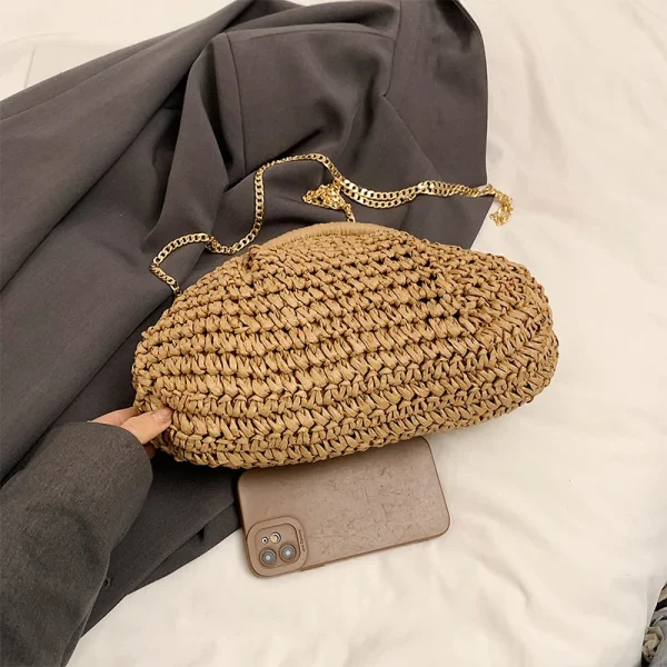 2025 Summer New Straw Weaving Crossbody Bag Fashionable and Casual Shell Bag Women's Shoulder Bag with Excellent Texture - Image 4