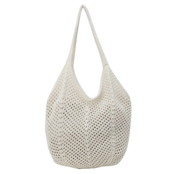Women Hollow Summer Bag Solid Color Aesthetic Hobo Bag Large Capacity Knitted Tote Handbag Ladies Daily Handbag - Image 3