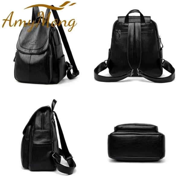 Large Capacity Travel Back Pack Rucksacks Mochila Women Backpack Female Leather Bagpack for Girl Ladies Sac A Dos School Bags - Image 4