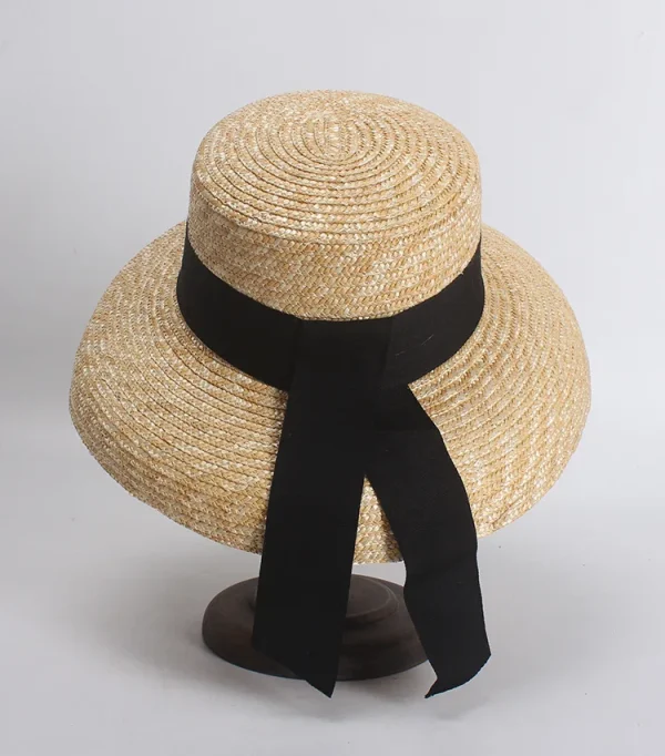2025 New Fashion Straw Hat Ladies Spring Summer French Elegant Retro Bell Big Brim Hat Versatile Sun Hat Beach Bow Sun Hat - Image 3