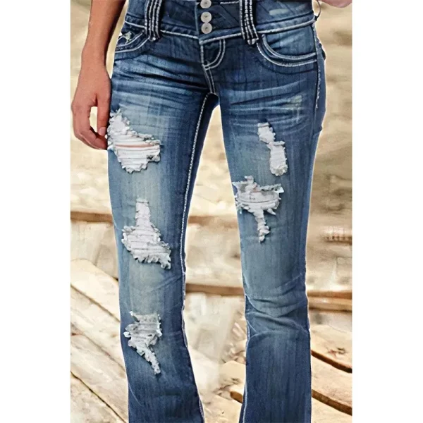 Women Pants with Low-rise Ripped Jeans Retro Fashion Trousers Korean Versatile Straight Women Wide-leg Pants Baggy Jeans Women - Image 2