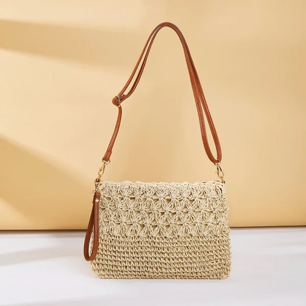Straw Crossbody Bags for Women Summer Woven Shoulder Bag Purse Raffia Beach Wristlet Crochet Handbag Purse for Women