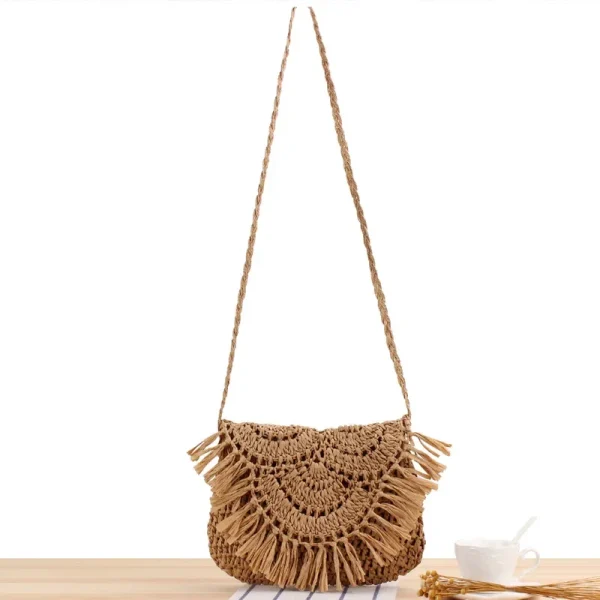 Summer Straw Bags For Women Handmade Tassel Beach Bags 2025 Raffia Rattan Woven Handbags Vacation Shoulder Crossbody Bags Clutch - Image 6