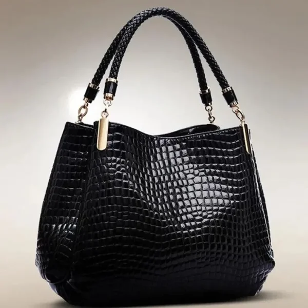 Women's Bag Large Capacity Tote Daily Commute Women's Shoulder Bag Crocodile Print Bright Face Handbag Shopping - Image 2