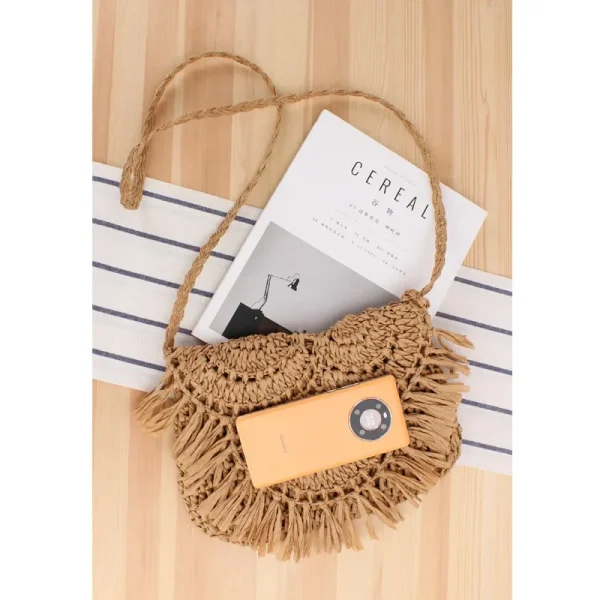 Summer Straw Bags For Women Handmade Tassel Beach Bags 2025 Raffia Rattan Woven Handbags Vacation Shoulder Crossbody Bags Clutch - Image 3