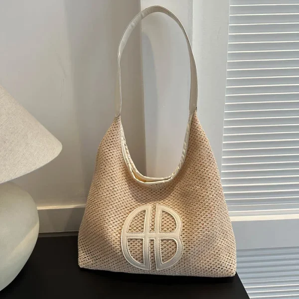 Fashion Trend Retro Straw Bag Large Capacity Woven Beach Women's Shoulder Bags Casual Handbags Underarm Daily Shopping Bag Totes - Image 4