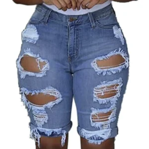Denim Shorts Women Plus Size Destroyed Hole Leggings Short Pants Denim Shorts Ripped Jeans Jean Shorts For Womens Plus Size