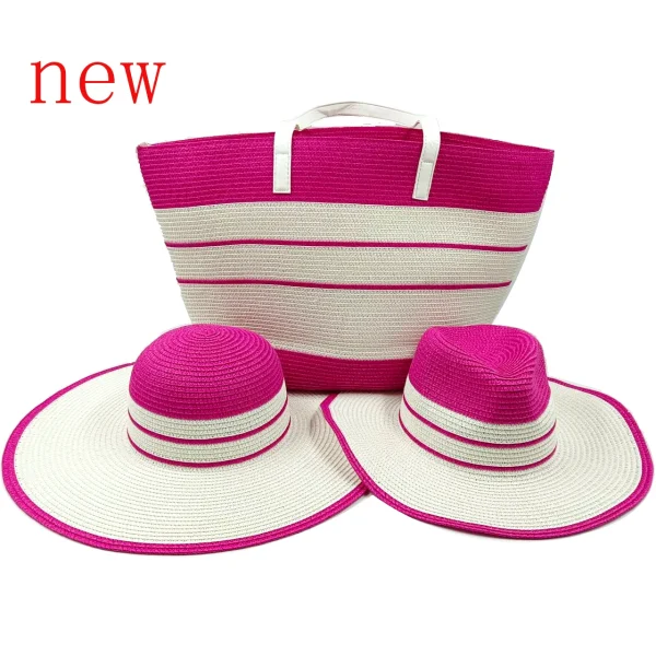 2025 New Straw Hat Set Crossbody Bag Colored Sun Hat Travel Hat Outdoor Beach Men's and Women's Party Straw Hat Шляпа 