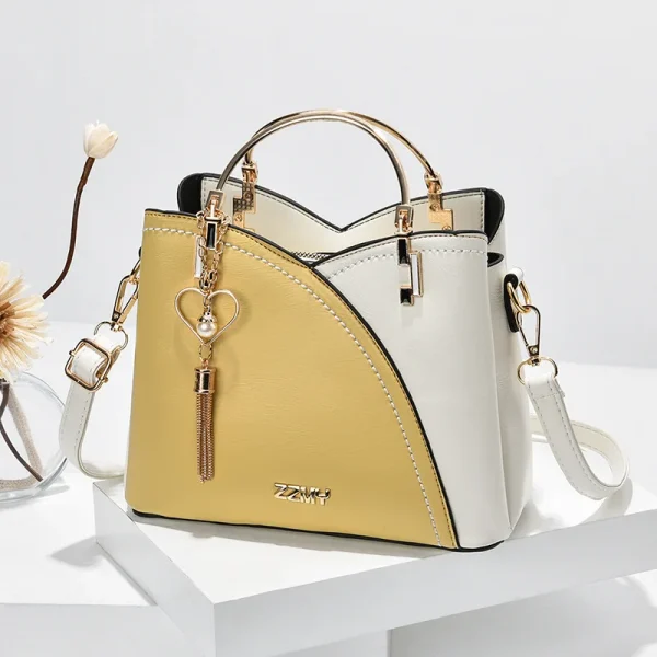 Newposs PU Leather Large Capacity Woman Handbag Grid Shoulder Bag Fashion Casual Luxury Designer Patchwork Crossbody Pack 2025 - Image 5
