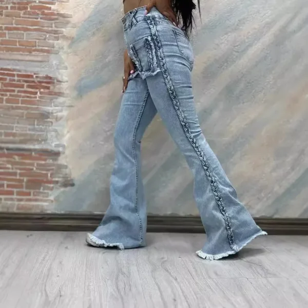 Flare Pants Jeans Women Vintage Denim High Waist Strecth Pockets Mom Jeans Party Club 2025 Trousers Streetwear Floor Length - Image 4