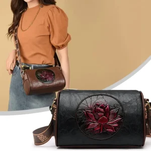 High Quality Casual Women Handbag Print Solid Color Crossbody Bag Soft Leather Shoulder Bag