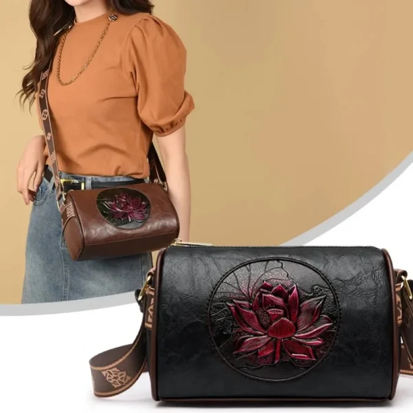High Quality Casual Women Handbag Print Solid Color Crossbody Bag Soft Leather Shoulder Bag