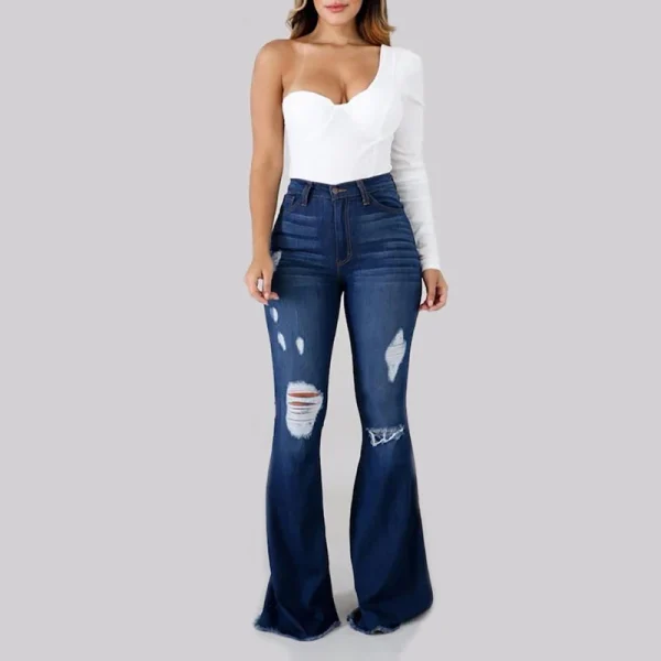 2025 Spring New High Waist Ripped Flared Jeans For Women Fashion Stretch Slim Denim Pants Casual Female Clothing S-3XL Drop Ship - Image 4