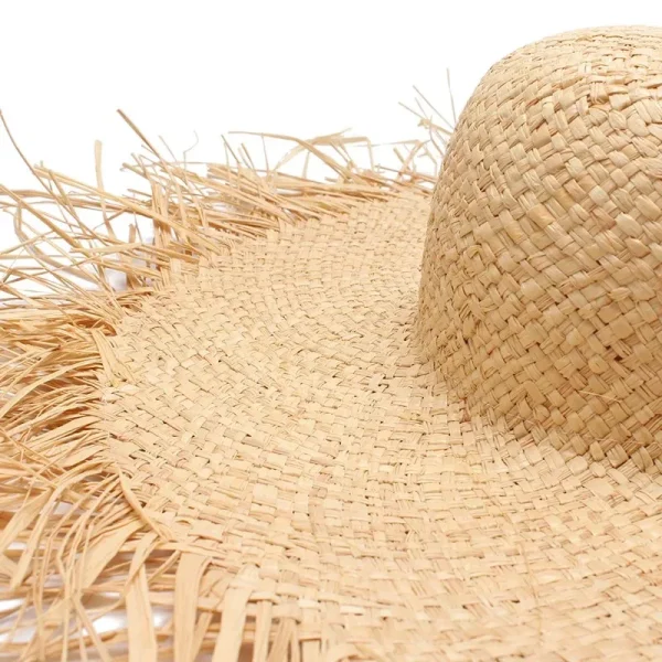 New Band Handmade Women Straw Sun Hats Large Wide Brim Gilrs High Quality Natural Raffia Panama Beach Straw Sun Caps For Holiday - Image 4