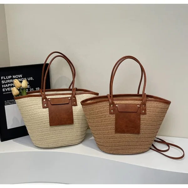 Fashion Straw Baskets Bag Large Capacity Weave Women Shoulder Bags Casual Summer Beach Bag Big Bali Shopper Purses 2025 - Image 4