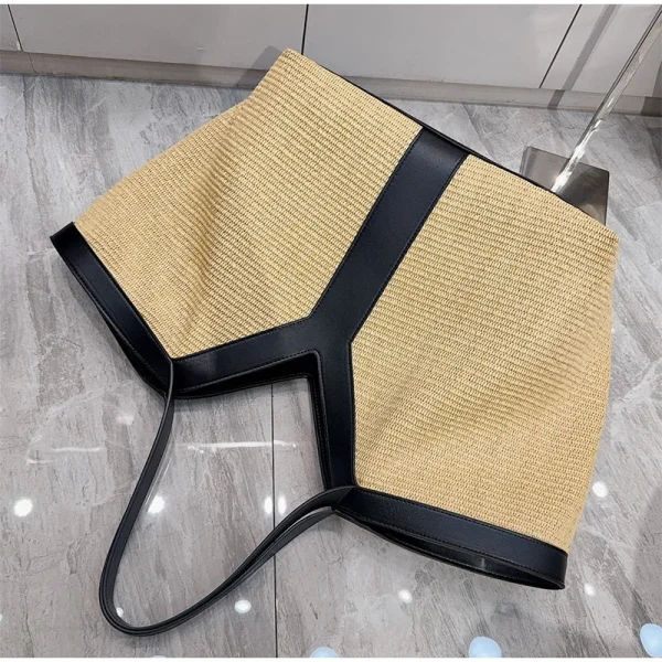 Brand Luxury Designer New Y-shaped Straw Tote Bag Large Capacity Shopping Bag Beach Bag Shoulder Underarm Bag Woven Women's Bag - Image 6