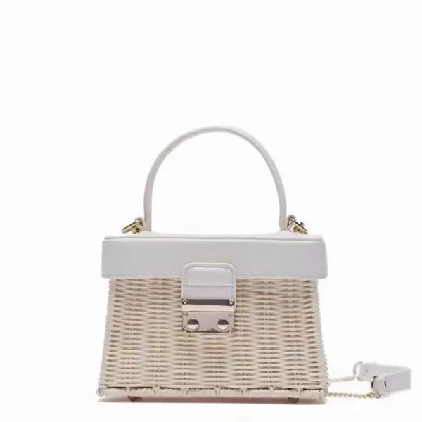 Handmade Woven Rattan Bag Woven Bag Beach Bag Women's Bag Versatile Fashionable Women's Bag Fashionable Small Handbag Bag - Image 2