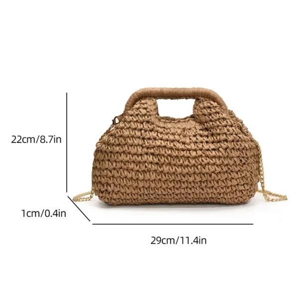 Retro Woven Clutch Bags for Women 2025 Straw Shell Chain Handbag Messenger Bag Ladies Holiday Beach Eco-friendly Crossbody Bag - Image 5
