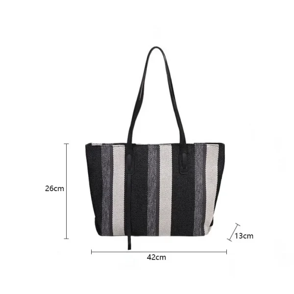 Raffia Summer Bags for Woman 2025 Stripe Designer Shoulder Crossbody Shopper Storage Bag Women Casual Canvas Handbag Tote Bag - Image 6