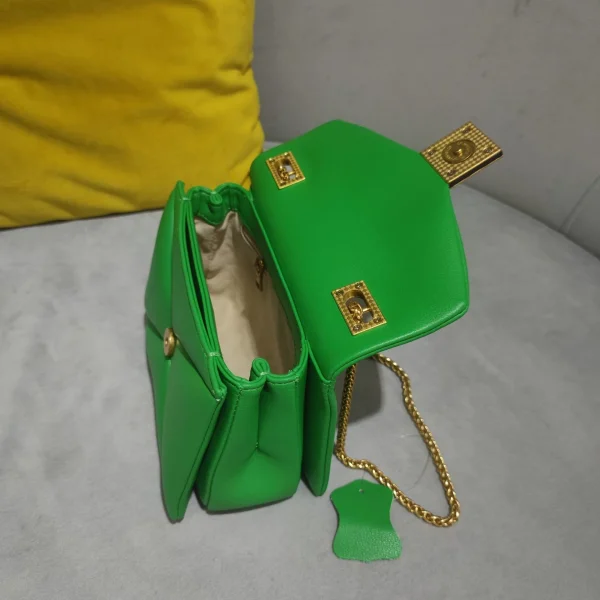 Cowhide Luxury Designer Leather Handbag Golden Big Rivet Chain Shoulder Small Purse Fashion Green Tote Bag Crossbody Women - Image 4