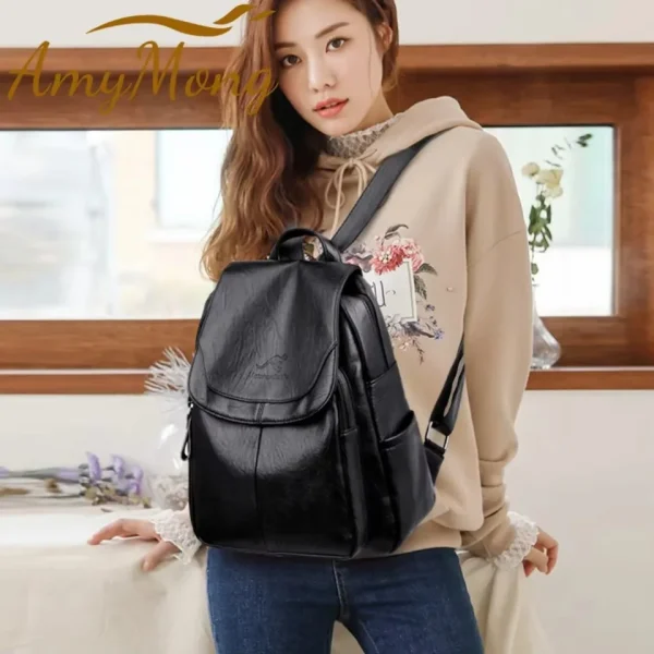 Large Capacity Travel Back Pack Rucksacks Mochila Women Backpack Female Leather Bagpack for Girl Ladies Sac A Dos School Bags - Image 2