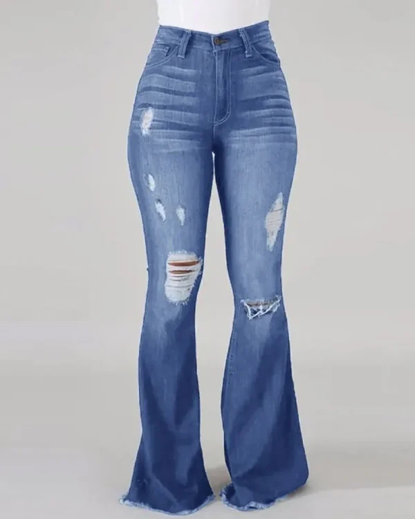 2025 Spring New High Waist Ripped Flared Jeans For Women Fashion Stretch Slim Denim Pants Casual Female Clothing S-3XL Drop Ship - Image 6