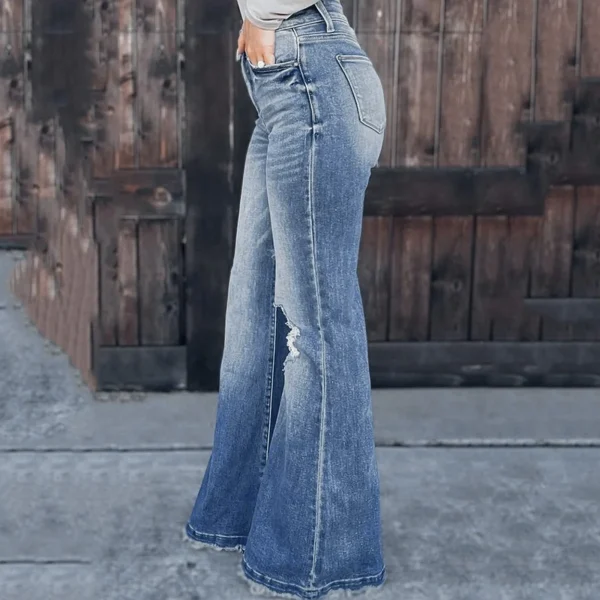 Women Flare Stretch Moustache Jeans Wash Pure Color High Waist Bell Bottomed Pants Y2k Punk Long Trousers Брючные комплекты