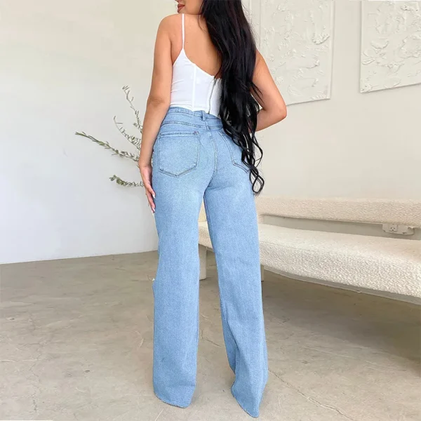 2025 Fall New Women's High Waist Ripped Jeans Fashion Loose Denim Wide Leg Pants Casual Female Trousers S-2XL Drop Shipping - Image 5