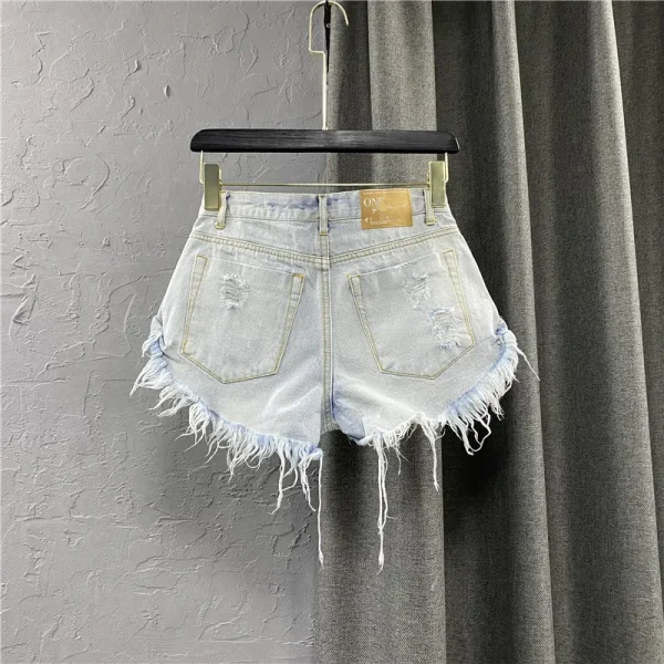 Sexy Low-waisted Denim Shorts 2025 New Summer Hole A Wide-leg Pants Ripped Jeans for Women - Image 4